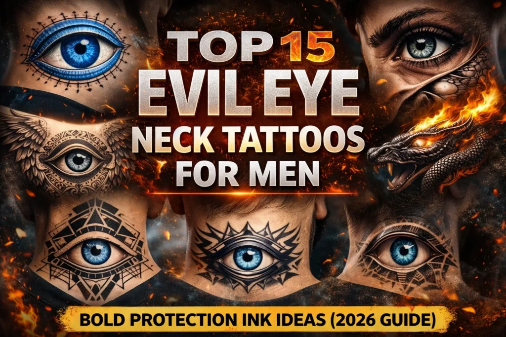 top 15 evil eye neck tattoos for men with bold protection designs