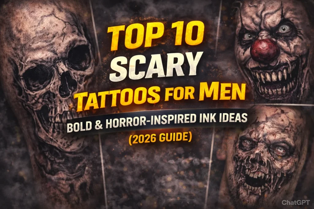 featured thumbnail showing top 10 scary tattoos for men bold horror-inspired ink designs black and grey