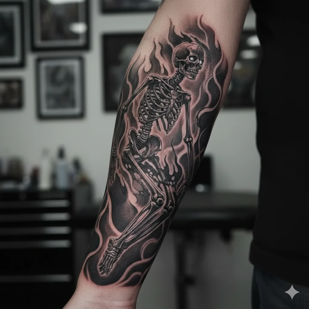 ghostly skeleton tattoo for men floating skeleton black and grey tattoo