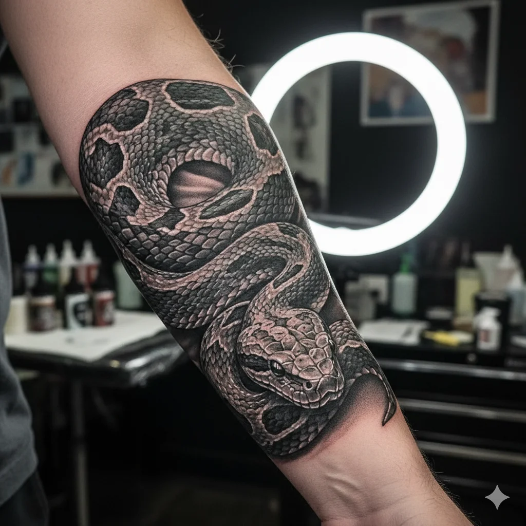 Python forearm tattoo