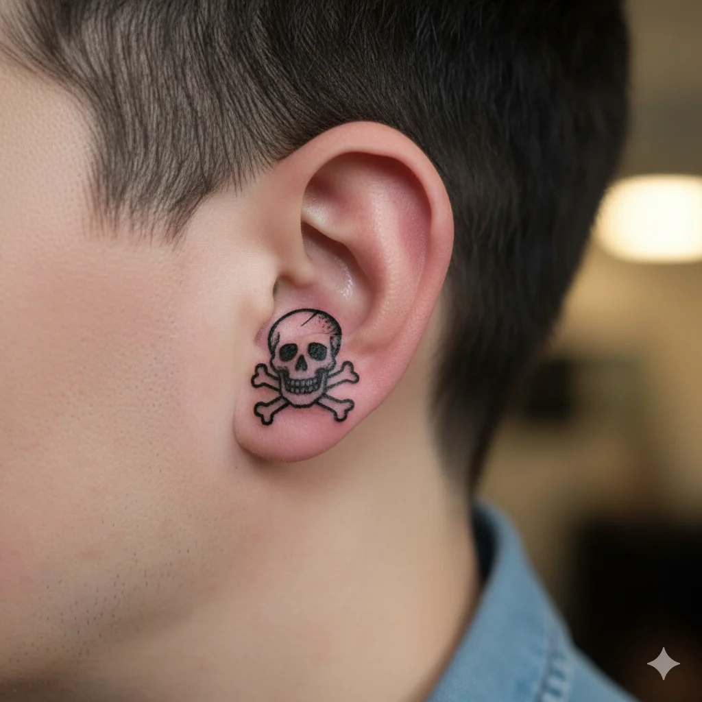 Tiny skull with crossed bones underneath