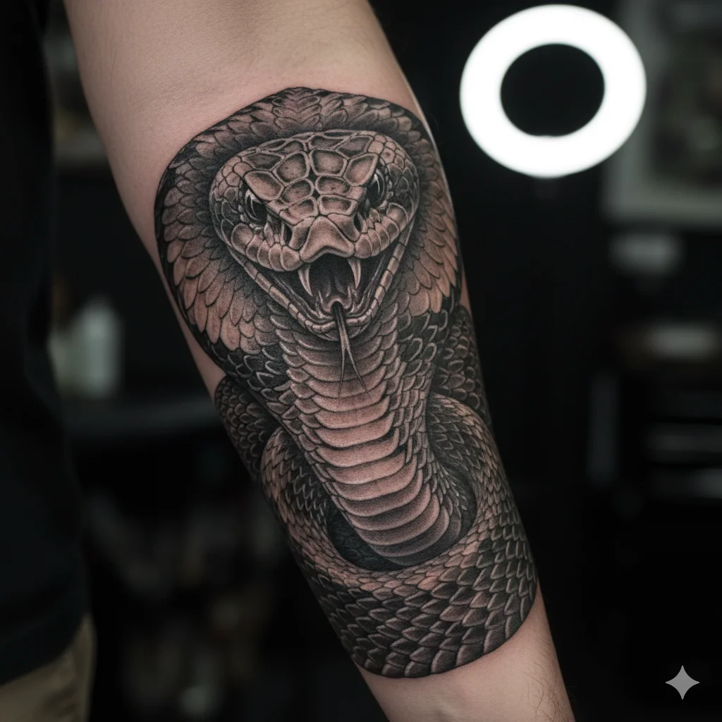 Snake facing forward tattoo
