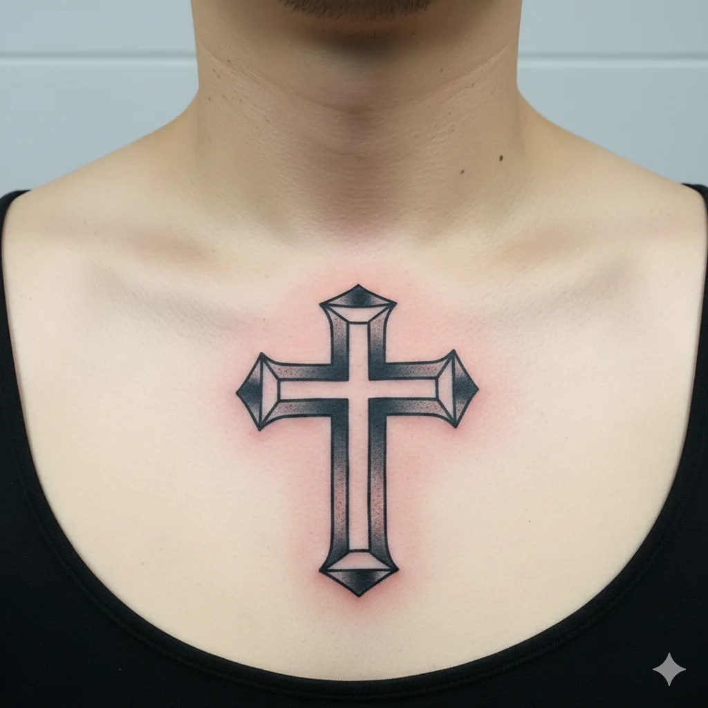 traditional cross tattoo for men old school style