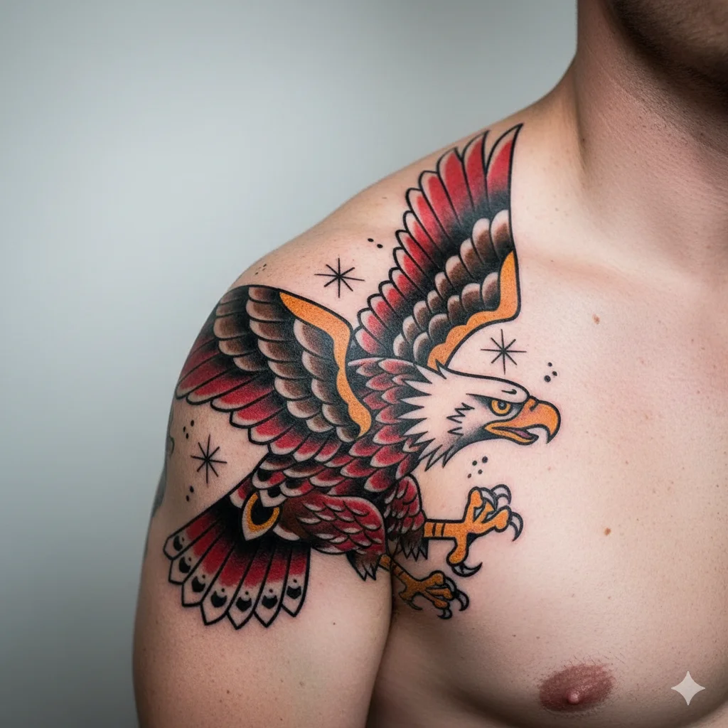 traditional eagle tattoo for men american old school