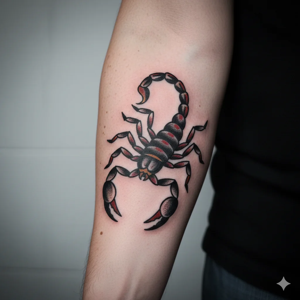 traditional scorpion tattoo for men old school design