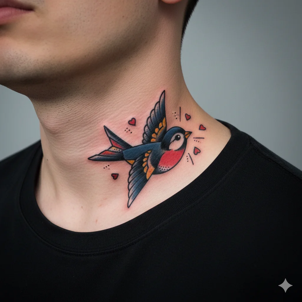 traditional sparrow tattoo for men old school bird