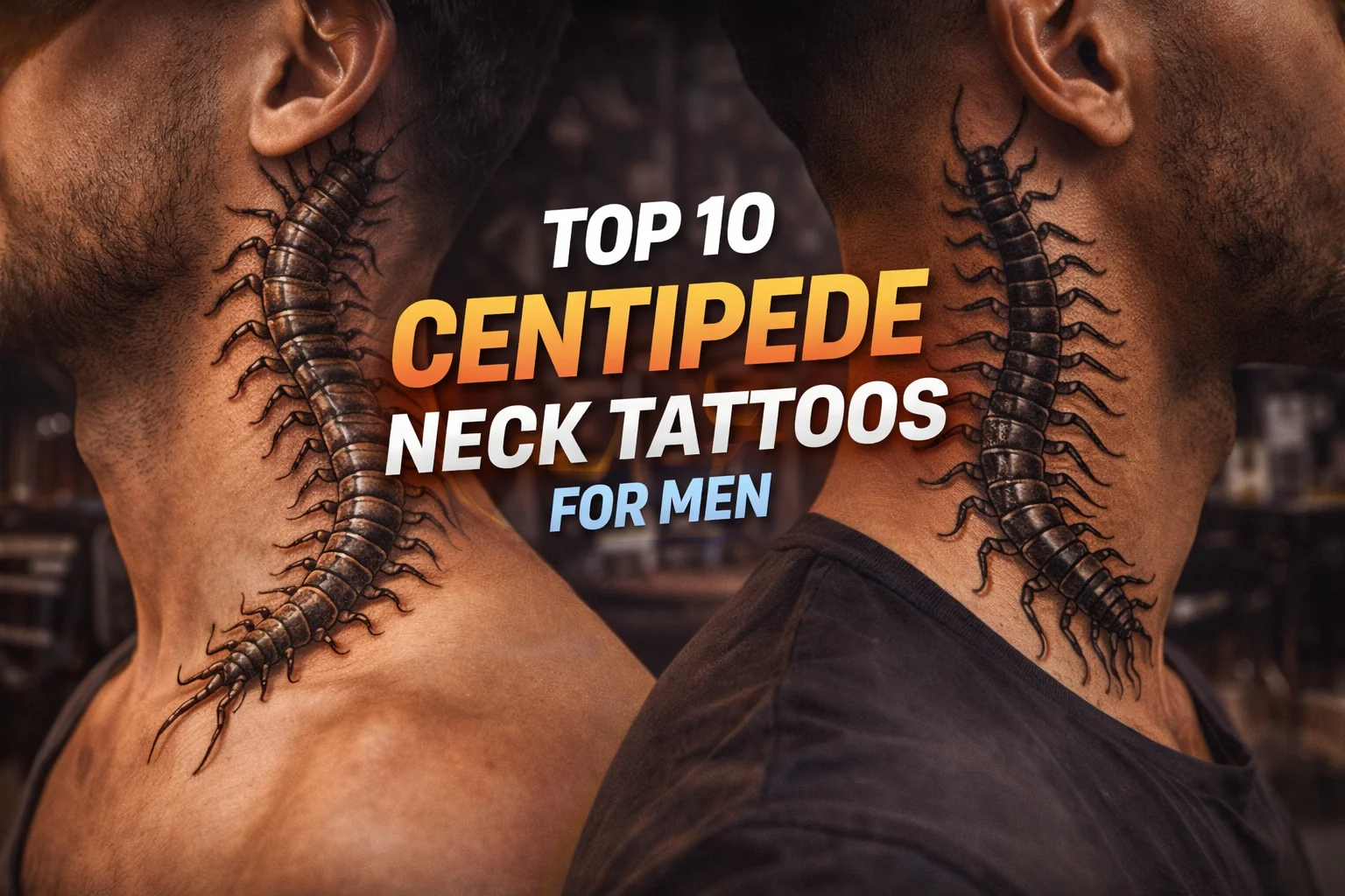centipede neck tattoo designs for men collage