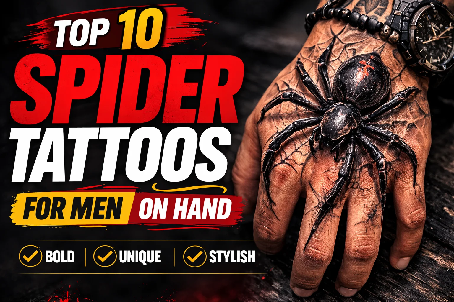 Top spider tattoo designs for men on hand