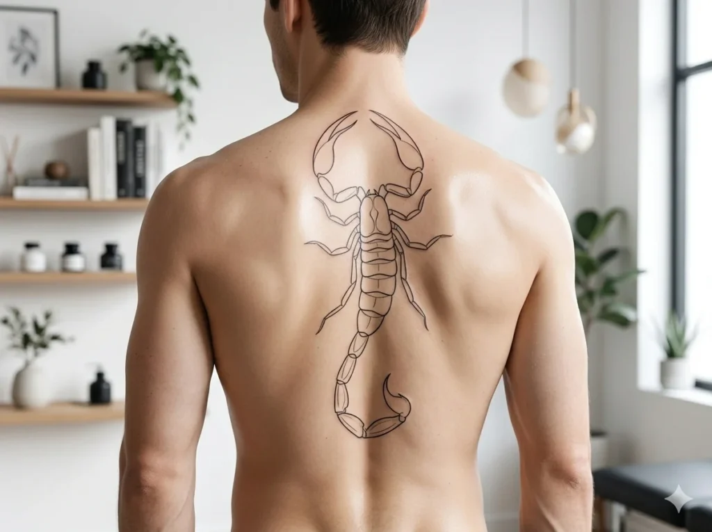 minimalist scorpion lineScorpion Tattoos for Men